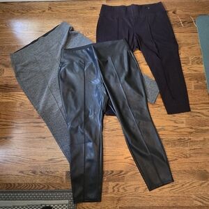 Nine West PXL (3) Tummy Control Seamed Leggings Bundle Gray,Black,Faux Leather